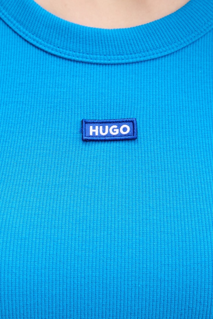 HUGO Blue tričko dámske bavlnené s elastanom Easy Tee_B 50523924 tyrkysová