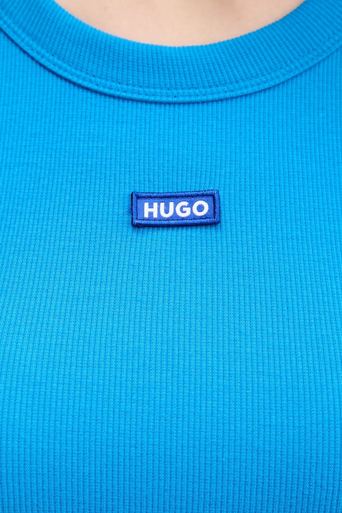 HUGO Blue tričko dámske bavlnené s elastanom Easy Tee_B 50523924 tyrkysová