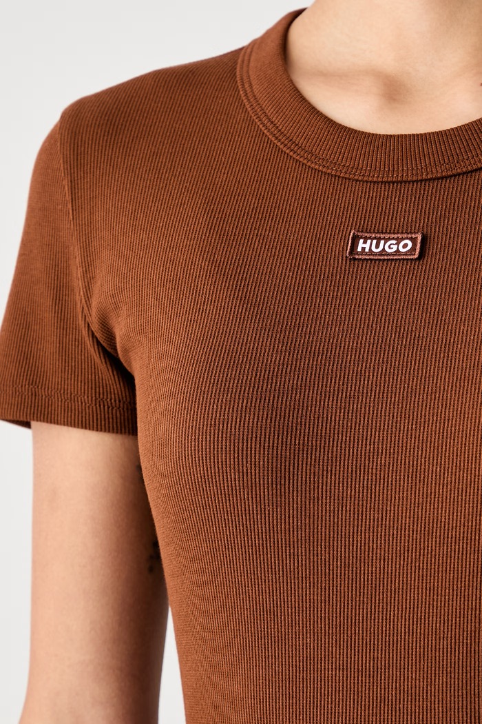 HUGO Blue футболка для женщин из хлопка с эластаном Easy Tee_B 50523924 коричневый