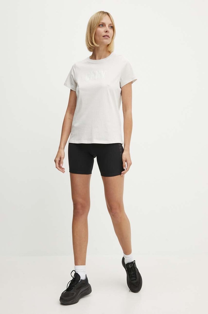 Bavlněné tričko Dkny DP4T9672 béžová AW24