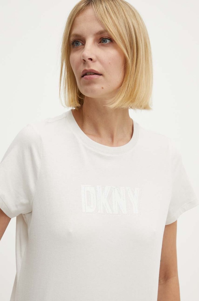 Bavlněné tričko Dkny béžová DP4T9672