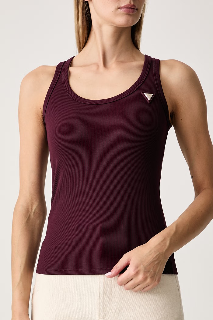 Odzież Guess Top damski z wiskozą COLETTE V4YP06.K8RT2 bordowy