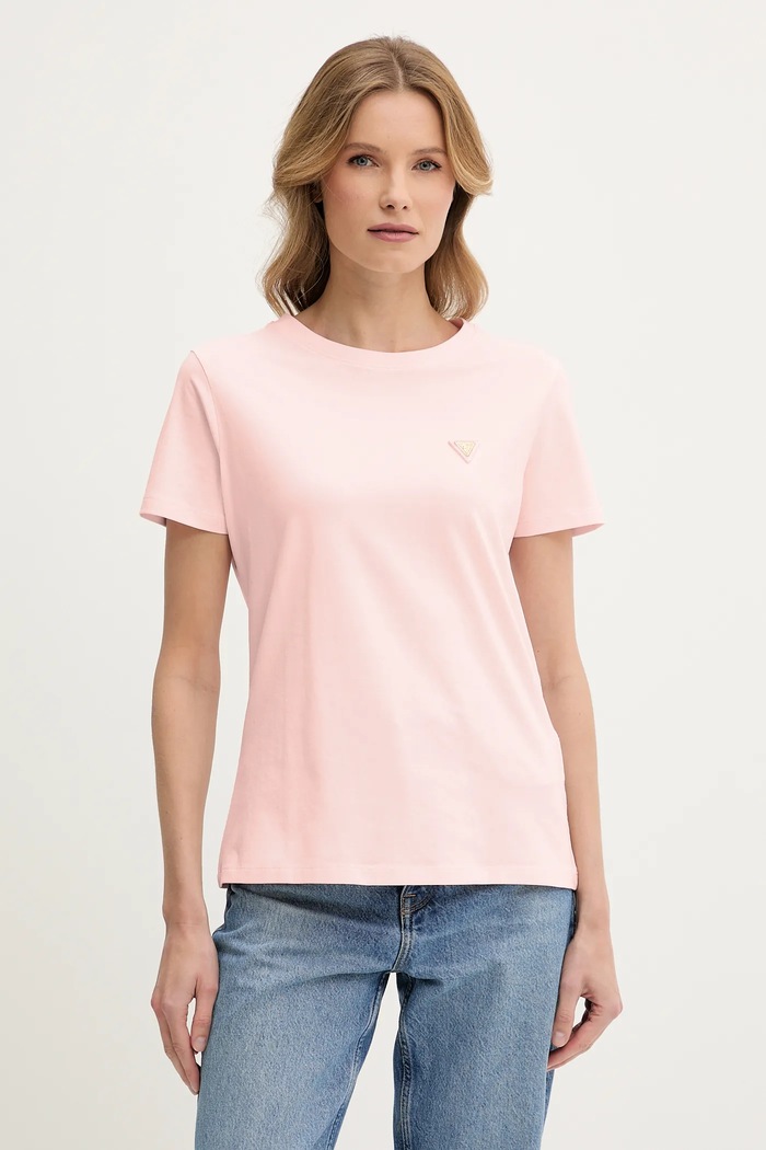 Guess tričko dámské bavlněné s elastanem COLETTE růžová V4YI09.J1314