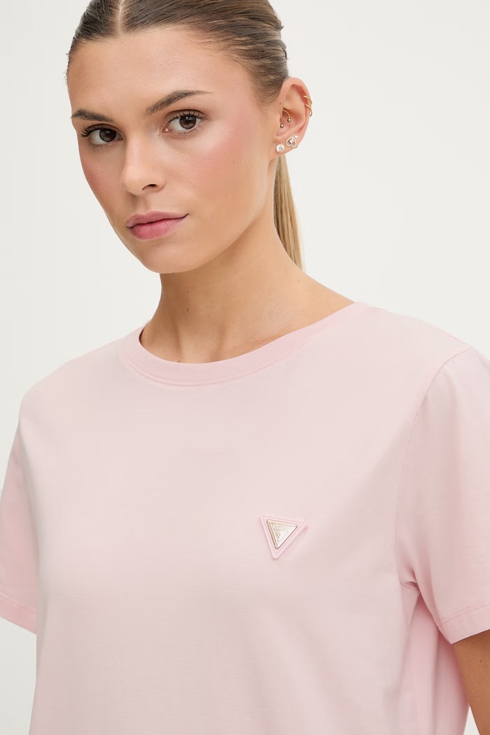 Guess tričko dámské bavlněné s elastanem COLETTE růžová V4YI09.J1314