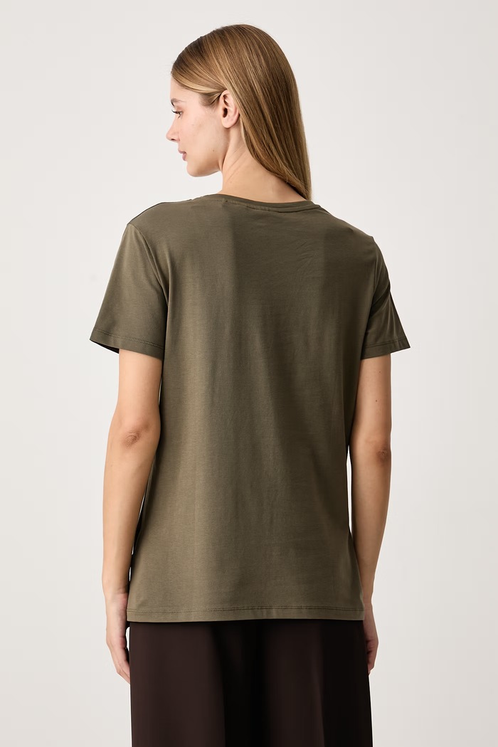 Guess T-shirt damski bawełniany z elastanem COLETTE V4YI09.J1314 zielony SS26