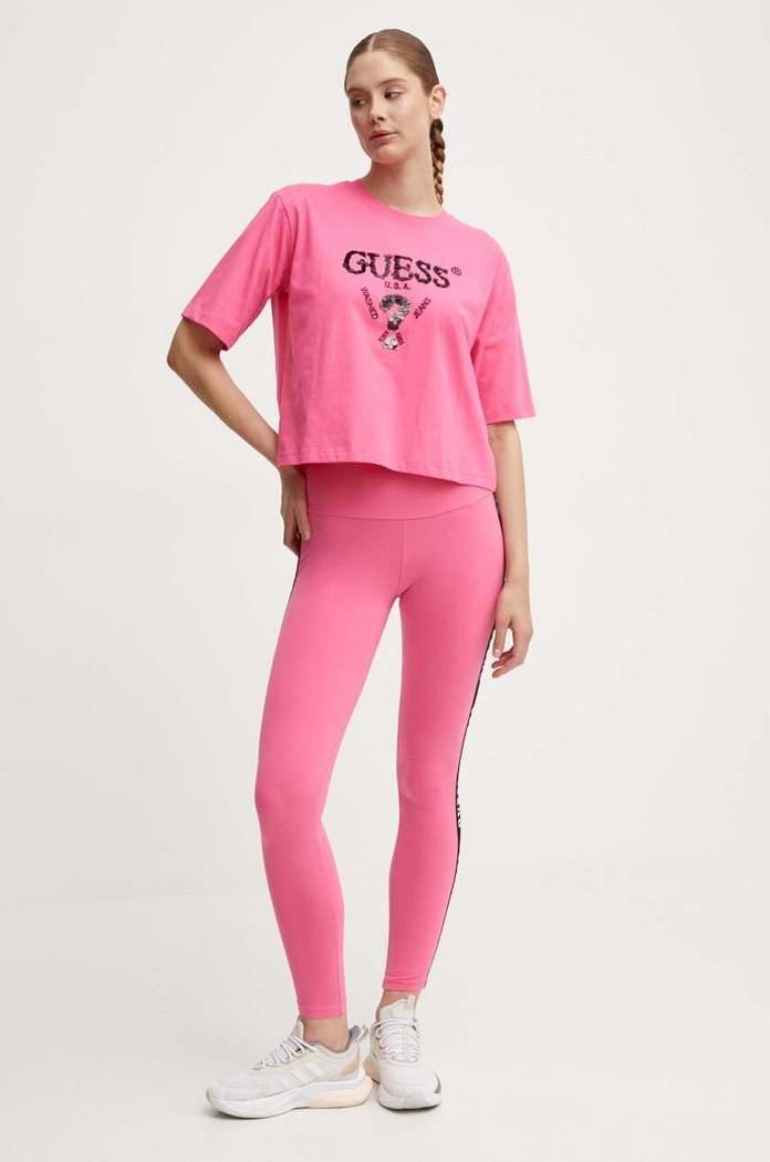 Guess t-shirt bawełniany AURLIE V4YI06.I3Z14 różowy SS26