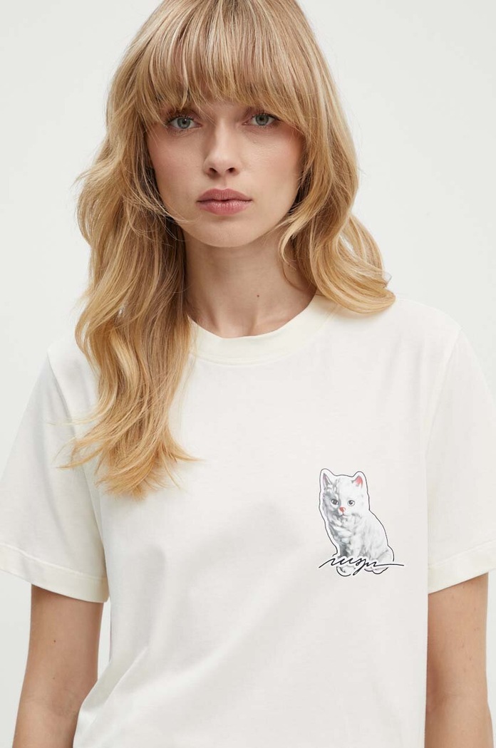 Bavlněné tričko MSGM béžová 3741MDM139.247798