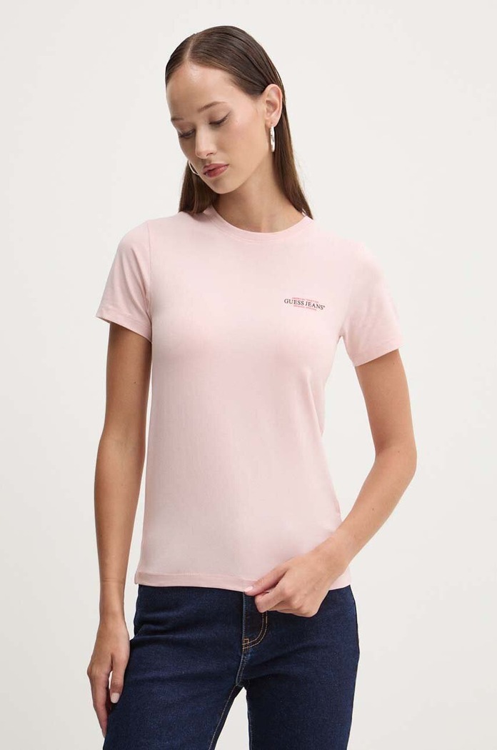 Guess Jeans tricou print roz W4YI02.J1314