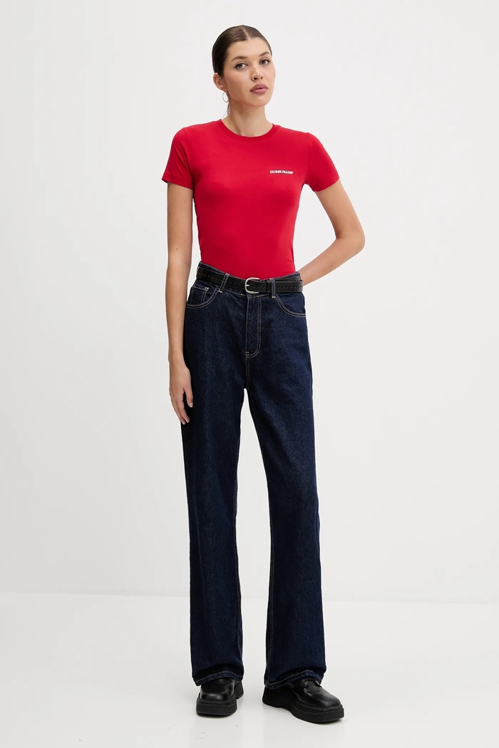 Μπλουζάκι Guess Jeans W4YI02.J1314 κόκκινο SS26