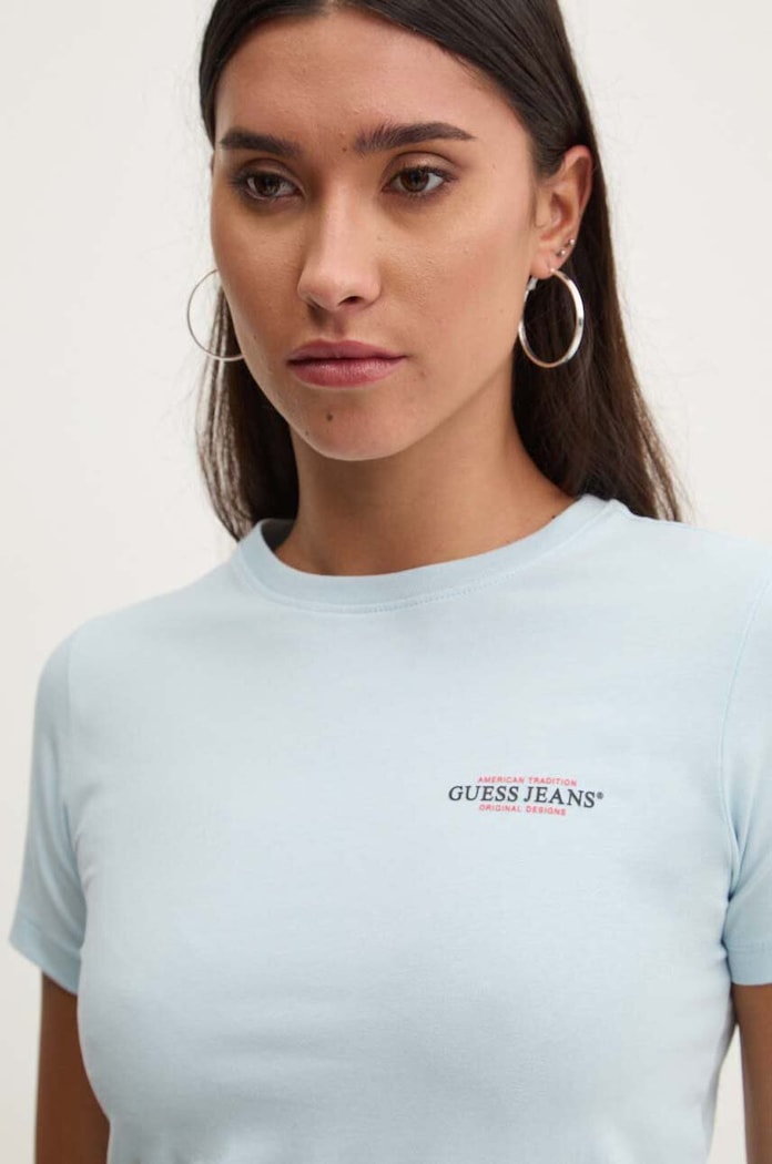 Guess Jeans tricou print albastru W4YI02.J1314