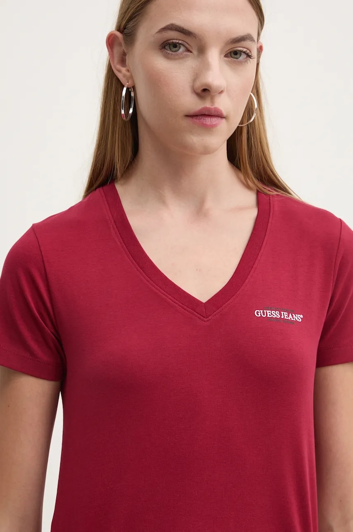 Guess Jeans tricou print rosu W4YI23.J1314