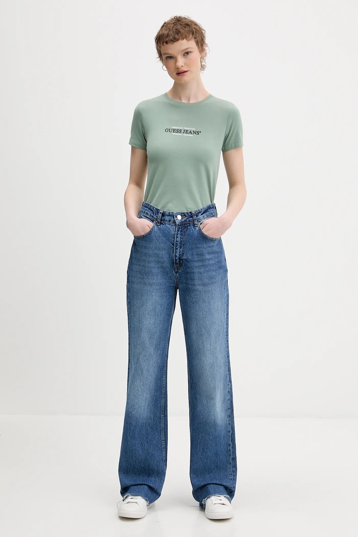 Tričko Guess Jeans W4YI03.J1314 tyrkysová SS26