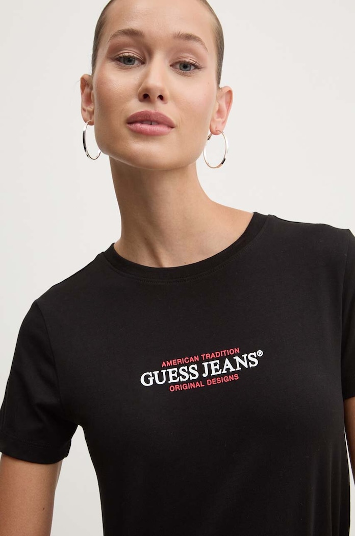 Tričko Guess Jeans slim čierna W4YI03.J1314