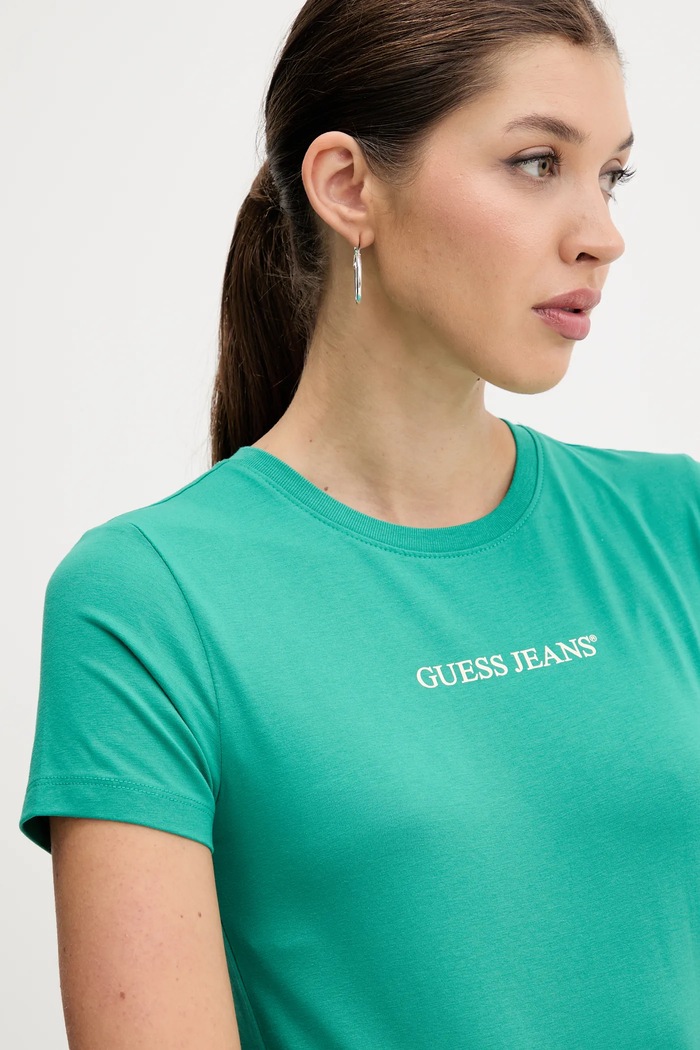 Тениска Guess Jeans тюркоазен W4YI01.J1314