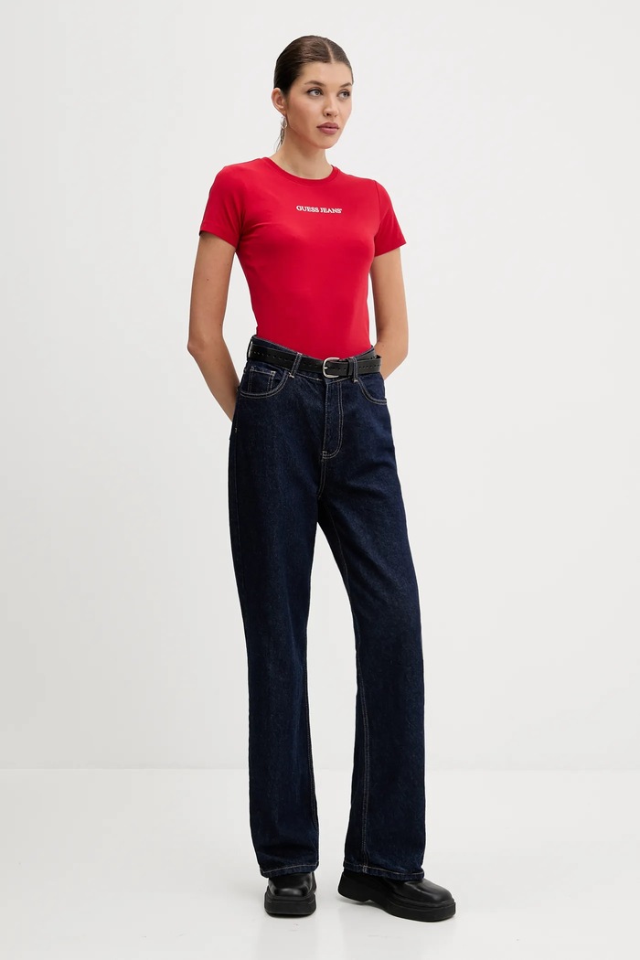 Guess Jeans tricou W4YI01.J1314 rosu SS26