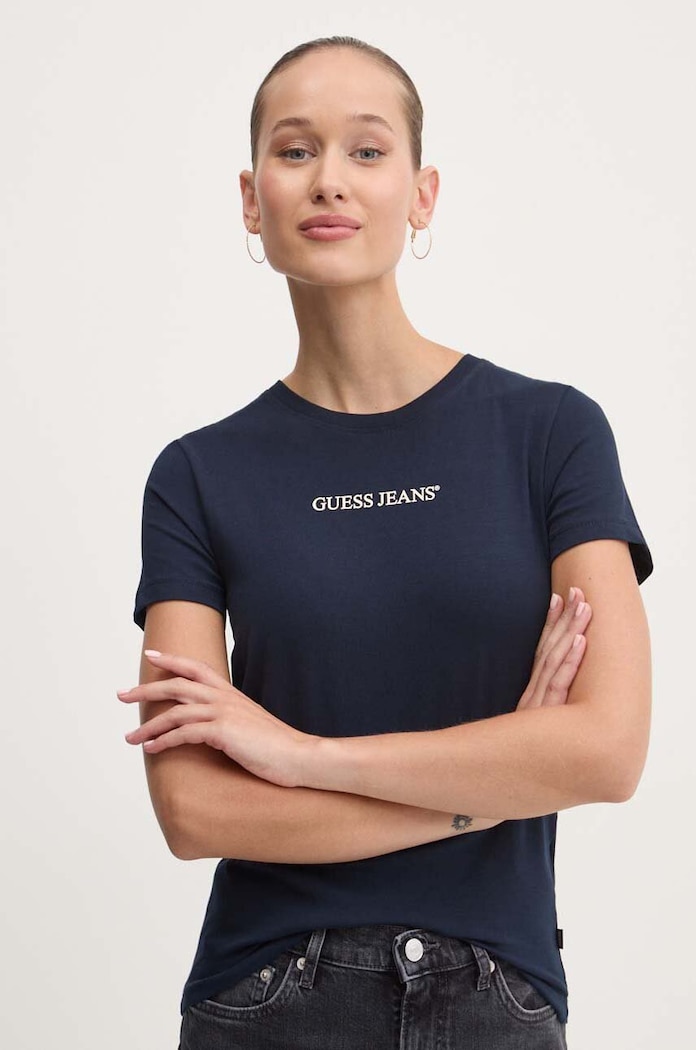 Guess Jeans tricou melanj bleumarin W4YI01.J1314