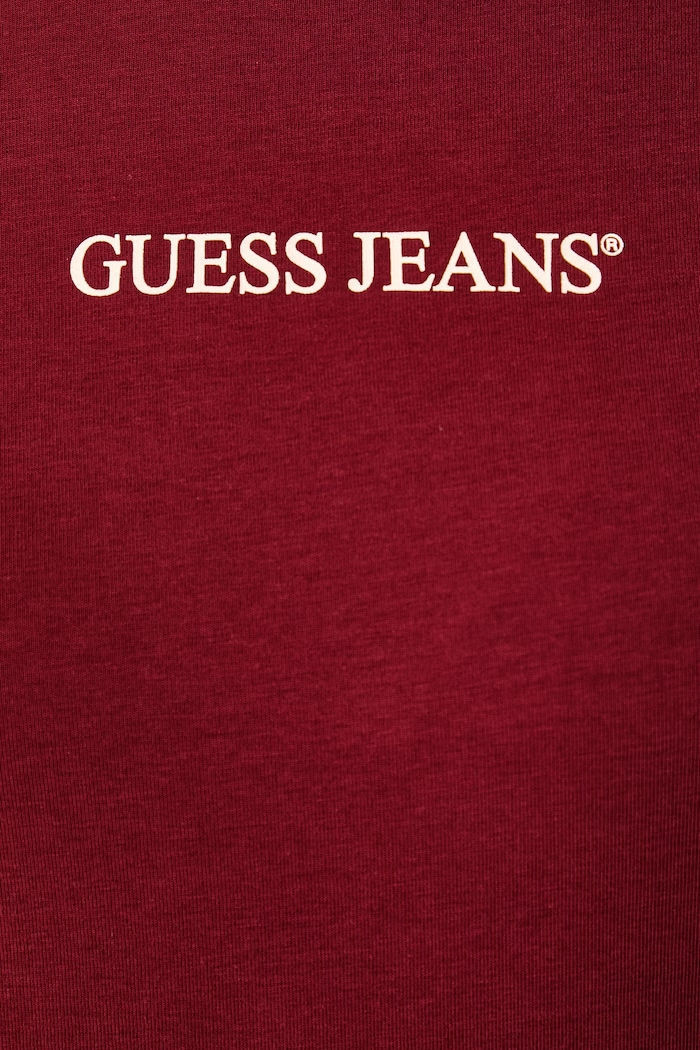 T-shirt damski bawełniany z elastanem Guess Jeans W4YI01.J1314 bordowy