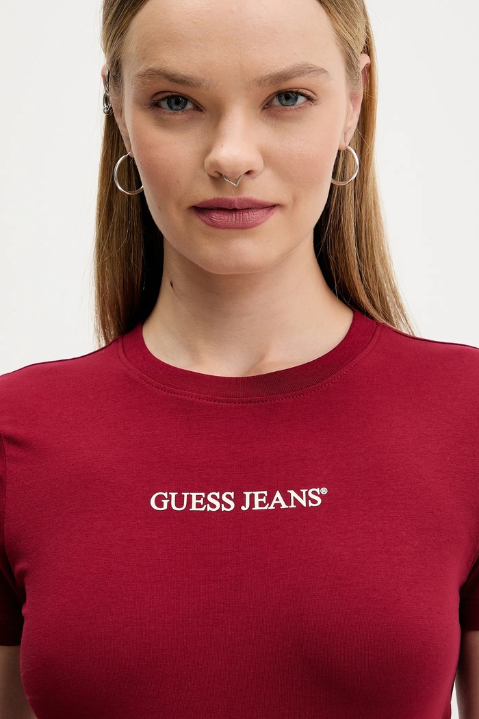 Guess Jeans tricou burgundia W4YI01.J1314