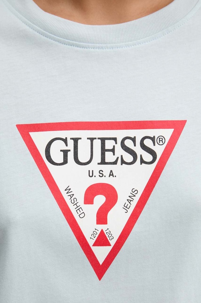 Guess Jeans T-shirt damski bawełniany W4YI76.K8HM0 niebieski