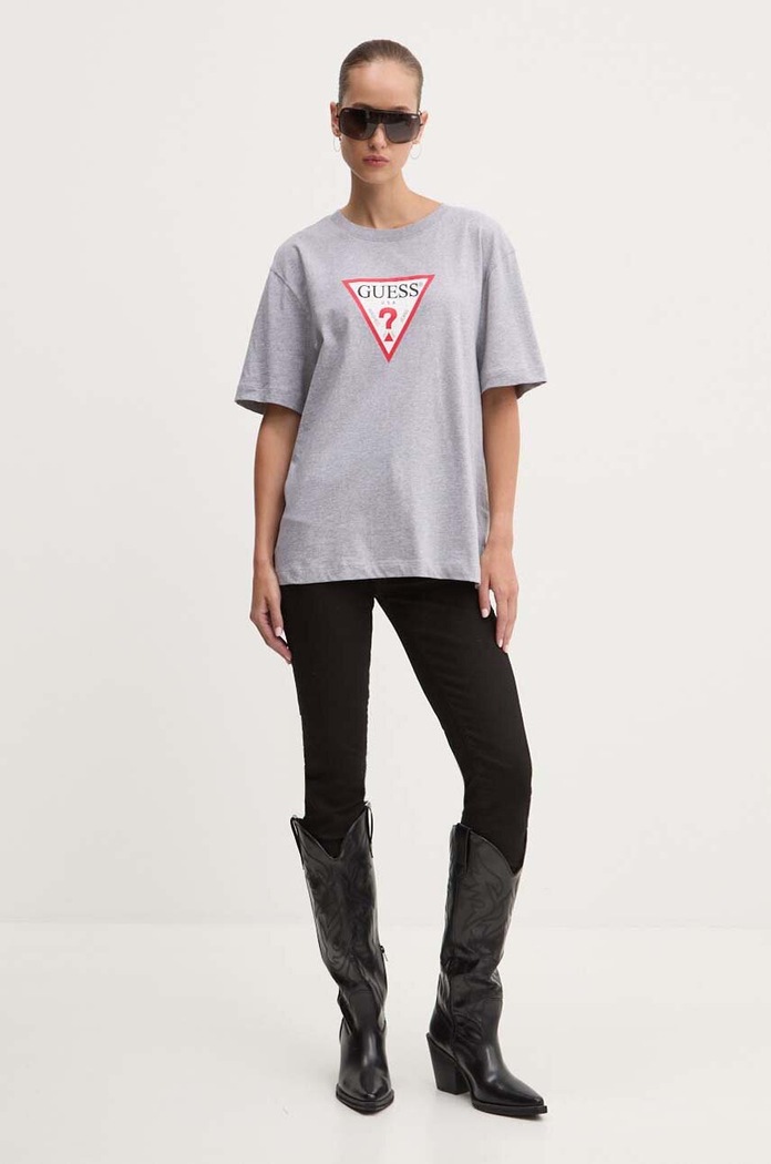 Guess Jeans pamut póló W4YI76.K8HM0 szürke SS26