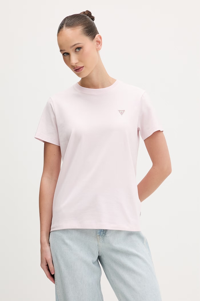 Guess Jeans tricou pentru femei cu bumbac roz W4YI10.J1314
