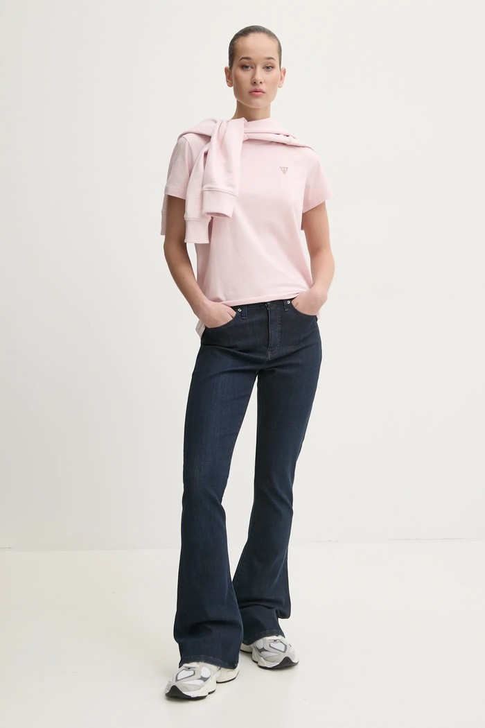 Guess Jeans tričko dámske s bavlnou W4YI10.J1314 ružová SS26
