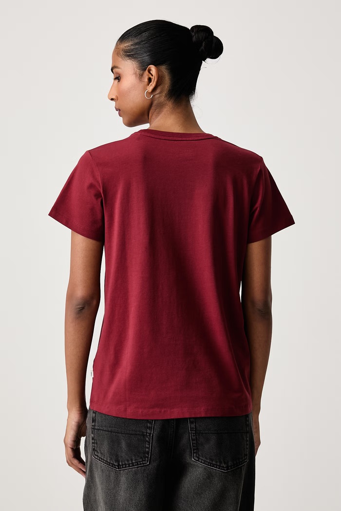 Odzież Guess Jeans T-shirt damski z bawełną W4YI10.J1314 bordowy