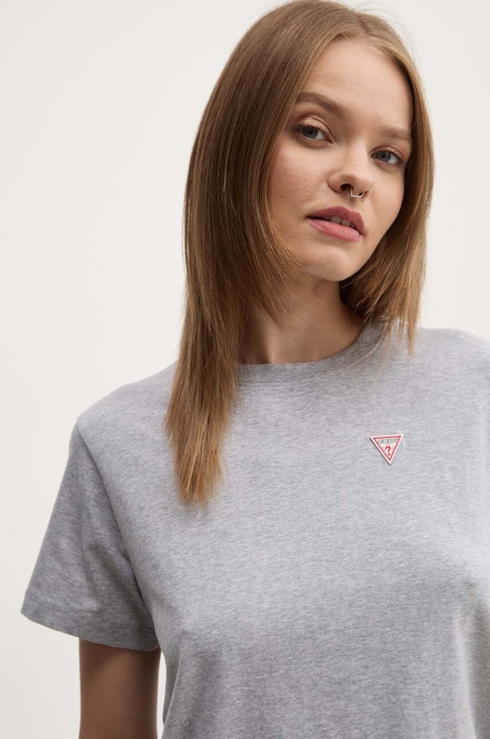 Guess Jeans T-shirt damski z bawełną z elastanem szary W4YI10.J1314