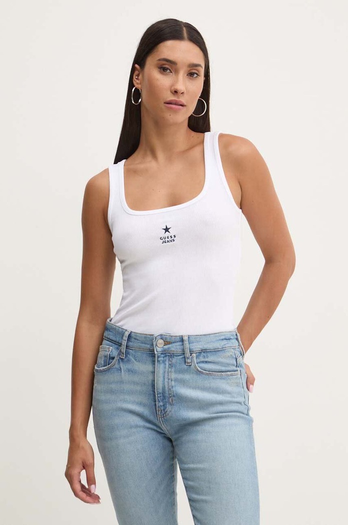 Top Guess Jeans nášivka bílá W4YP48.KA0H1