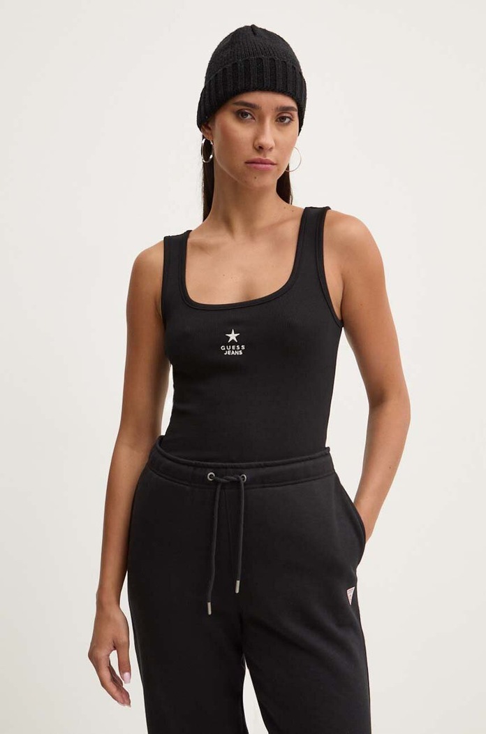 Top Guess Jeans nášivka černá W4YP48.KA0H1