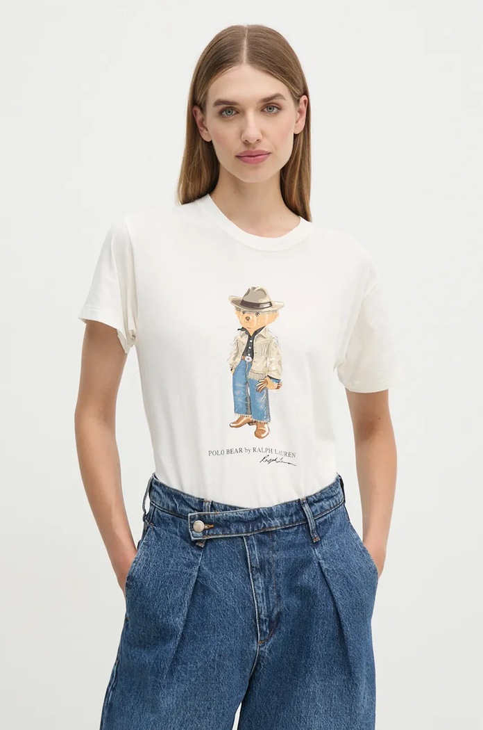 Bavlněné tričko Polo Ralph Lauren potisk bílá 211941187