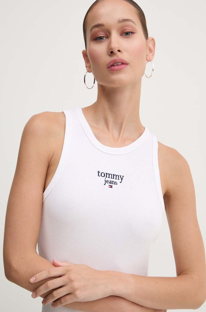 Top Tommy Jeans nášivka bílá DW0DW18408