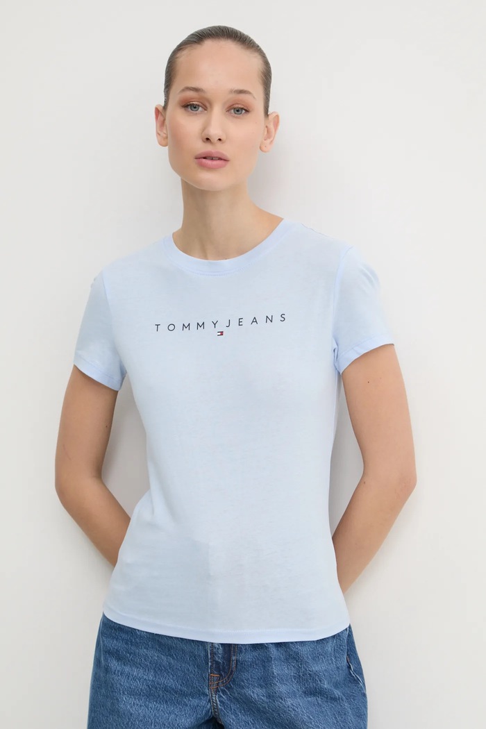 Tommy Jeans tricou de femei de bumbac albastru DW0DW18398