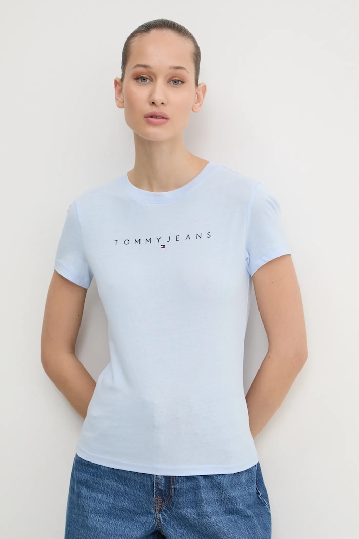 Tommy Jeans tricou de femei de bumbac albastru DW0DW18398