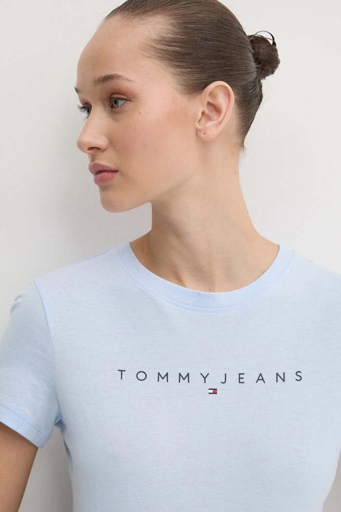 Tommy Jeans tricou de femei de bumbac albastru DW0DW18398