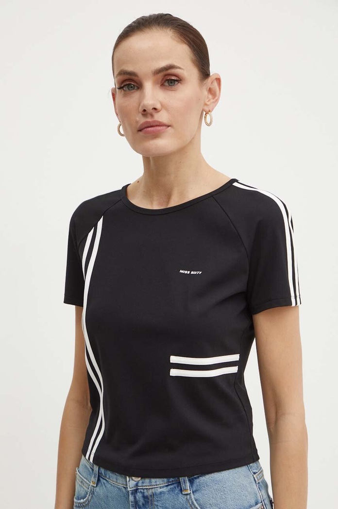Miss Sixty t-shirt 6L2SJ1650000 SJ1650 S/S T-SHIRT z elastanem czarny 6L2SJ1650000