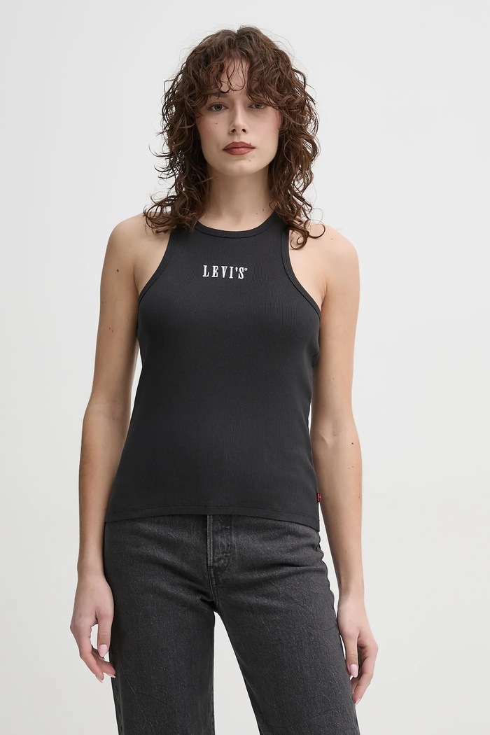 Памучен топ Levi's черен A9415