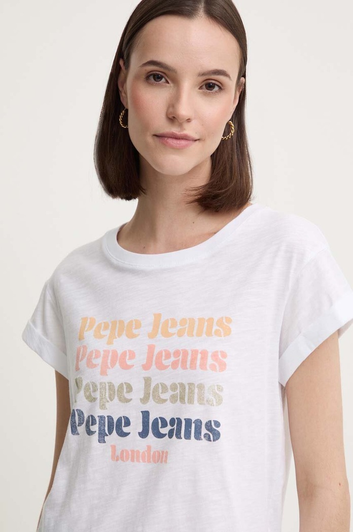 Bavlněné tričko Pepe Jeans EILEEN potisk bílá PL505894