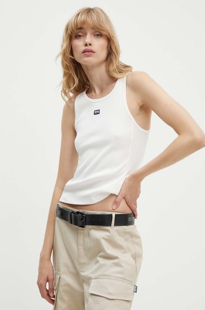 Moschino Jeans top bawełniany beżowy 0807.8236