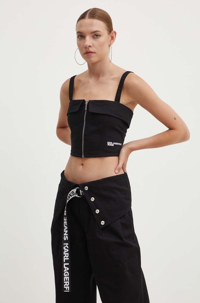 Karl Lagerfeld Jeans top jeansowy 245J1602 czarny AW24