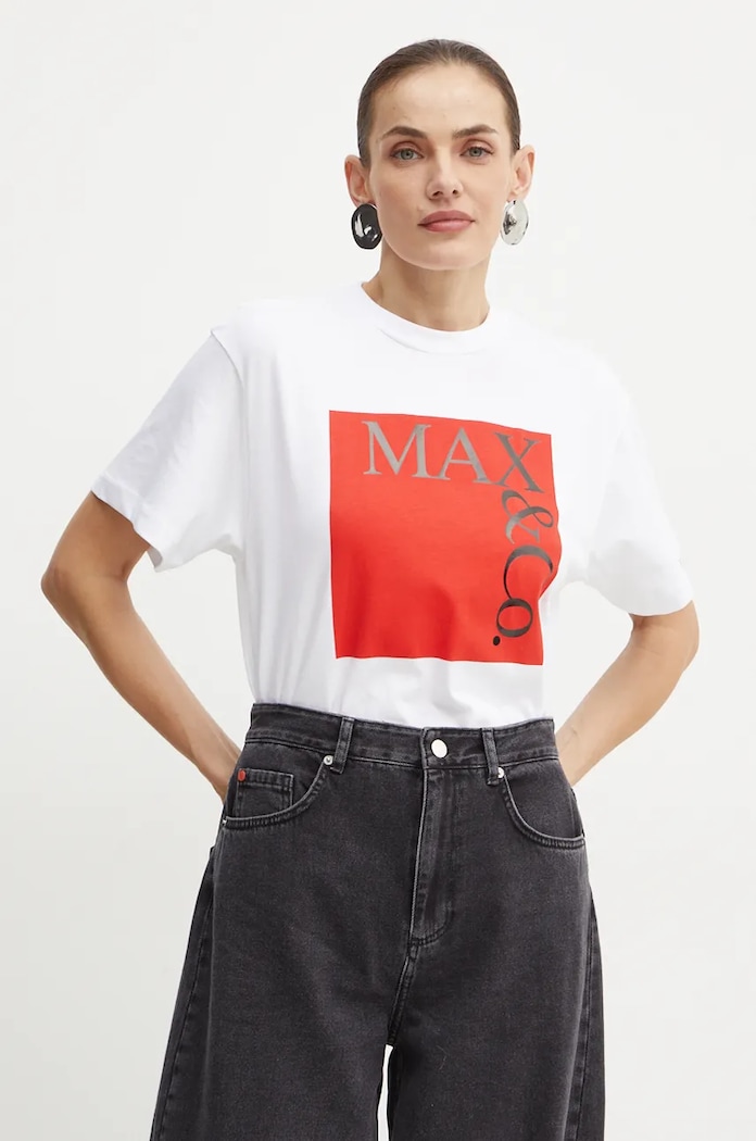 Βαμβακερό μπλουζάκι MAX&Co. βαμβάκι λευκό 2428976024200