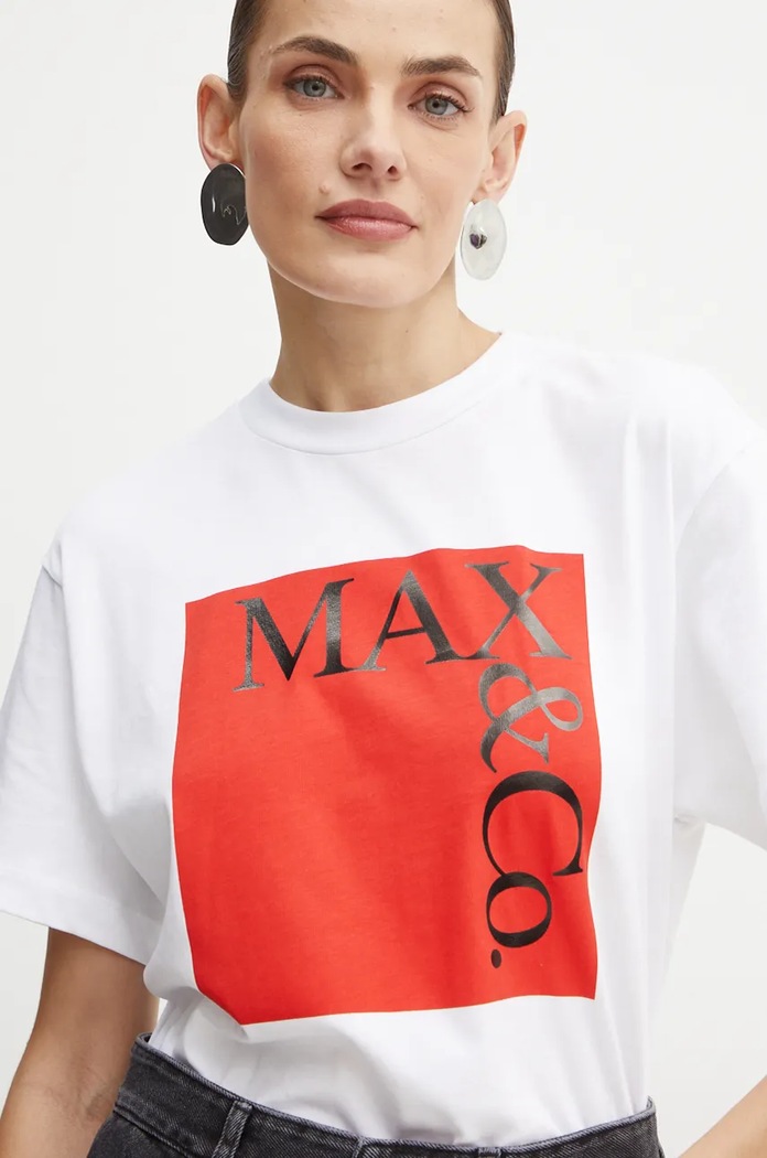 Βαμβακερό μπλουζάκι MAX&Co. λευκό 2428976024200