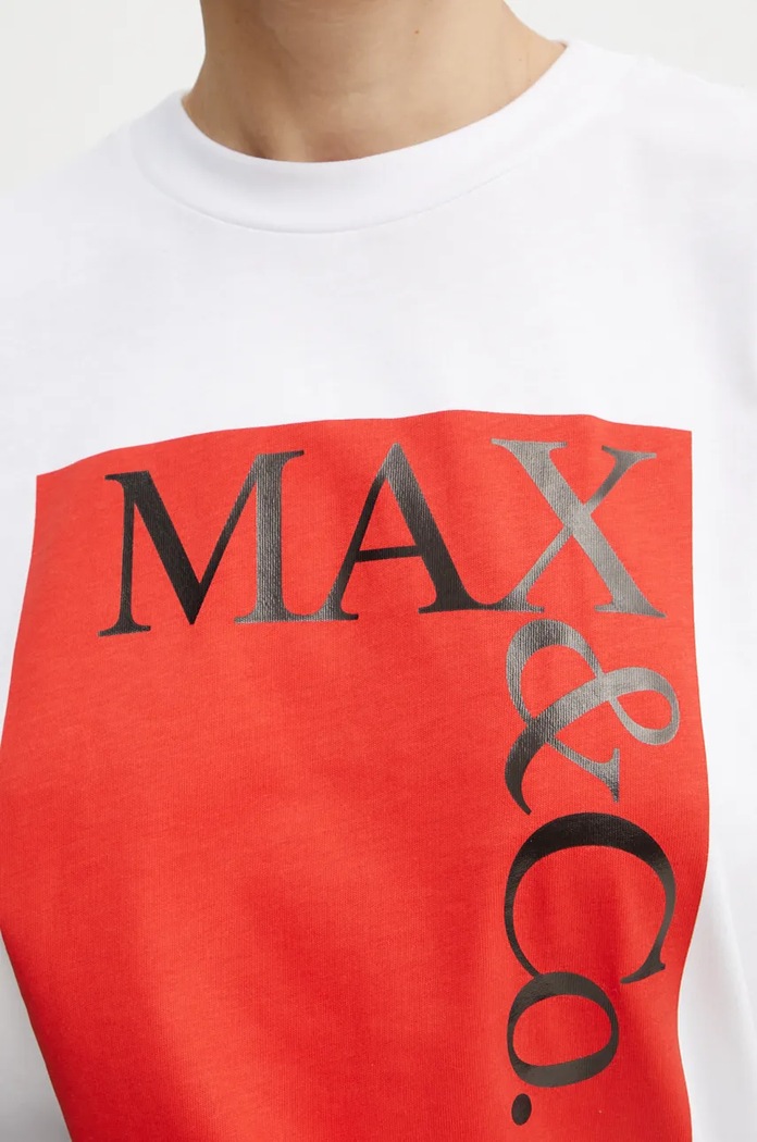 Βαμβακερό μπλουζάκι MAX&Co. 2428976024200 λευκό