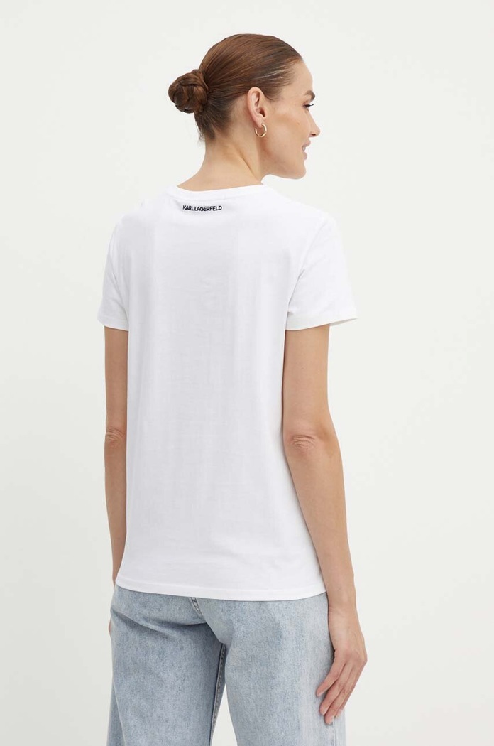 Дрехи Памучна тениска Karl Lagerfeld 245W1714 бял