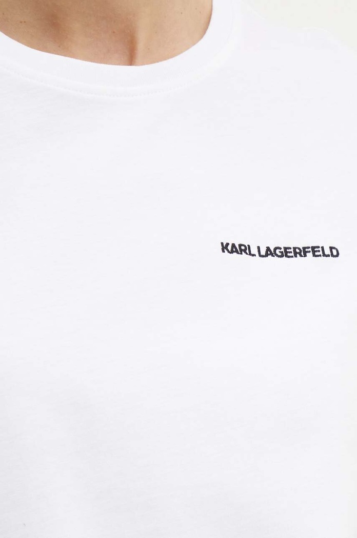 Памучна тениска Karl Lagerfeld 245W1714 бял