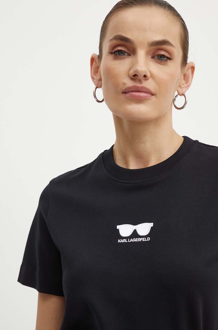 Karl Lagerfeld t-shirt bawełniany czarny 245W1717