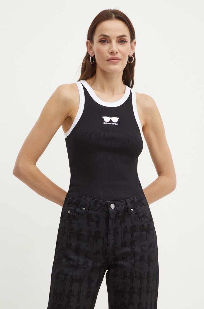 Top Karl Lagerfeld Z elastanom črna 245W1719