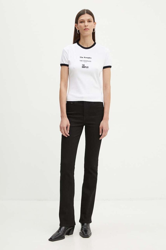 Bavlnené tričko The Kooples FTSC29000K biela AW24