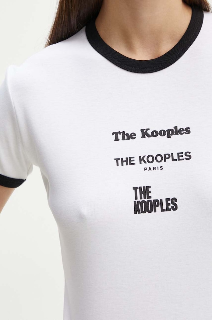 Bavlnené tričko The Kooples FTSC29000K biela