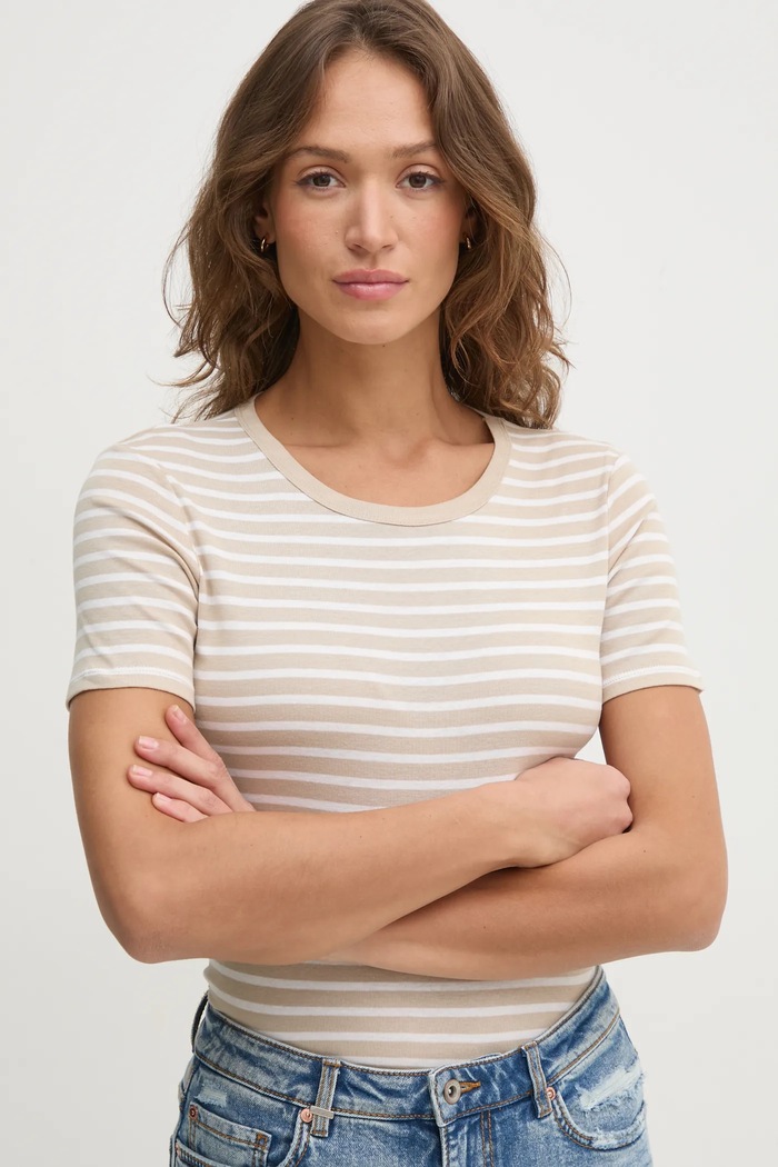 United Colors of Benetton t-shirt bawełniany beżowy 30YSE16A0